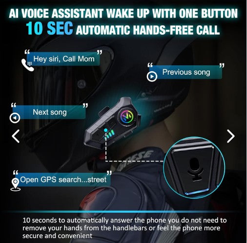 Auricular para casco Bluetooth IPX6 V10