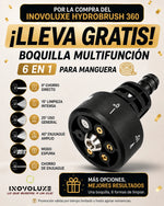 Inovoluxe HydroBrush 360 – Cepillo Giratorio a Presión y lleva GRATIS Boquilla Multifunción 6 en 1 para Manguera
