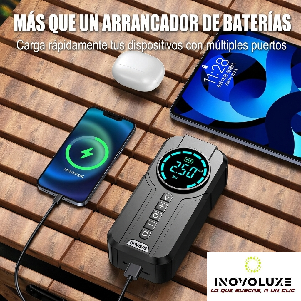 Inovoluxe VoltAir Pro - Arrancador y Compresor Inteligente All-in-One