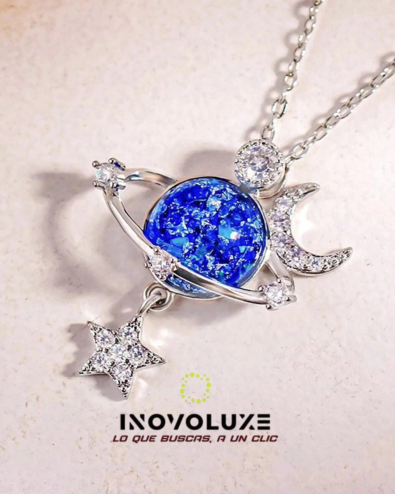 Inovoluxe Celestia™ - Collar Galaxia Azul y Estrellas