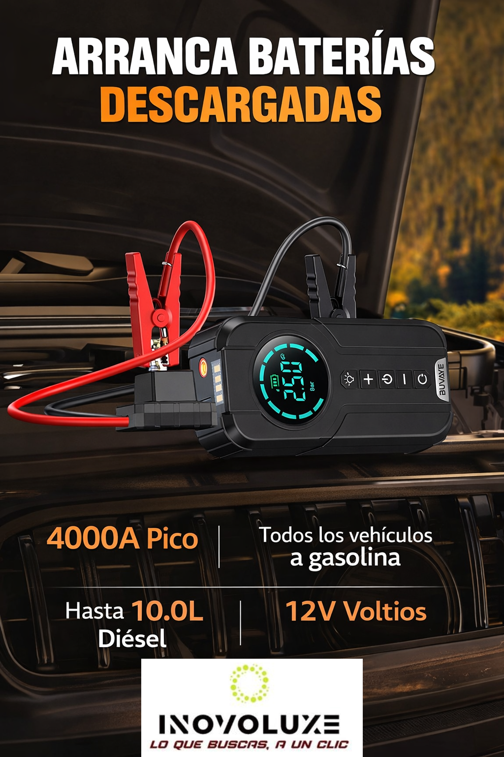 Inovoluxe VoltAir Pro - Arrancador y Compresor Inteligente All-in-One