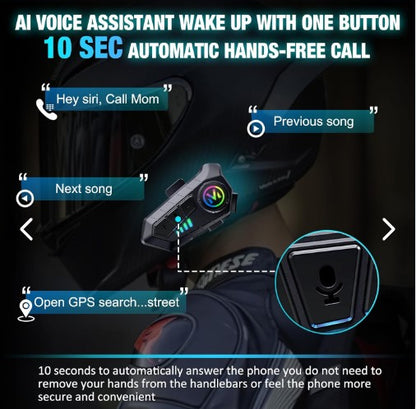 Auricular para casco Bluetooth IPX6 V10