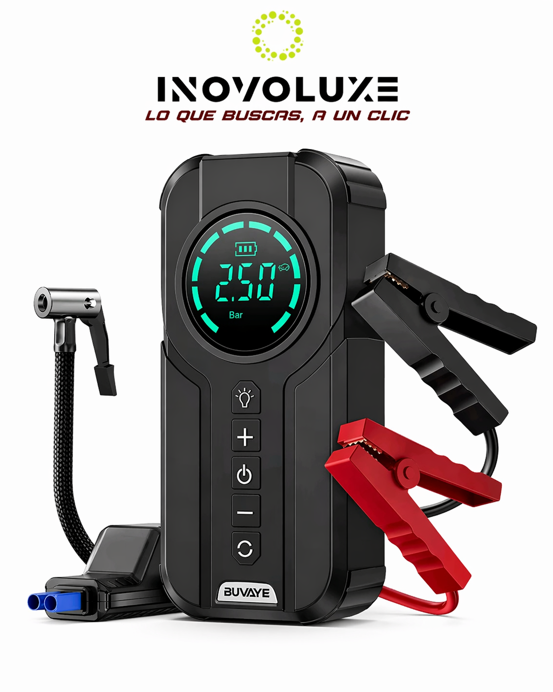 Inovoluxe VoltAir Pro - Arrancador y Compresor Inteligente All-in-One
